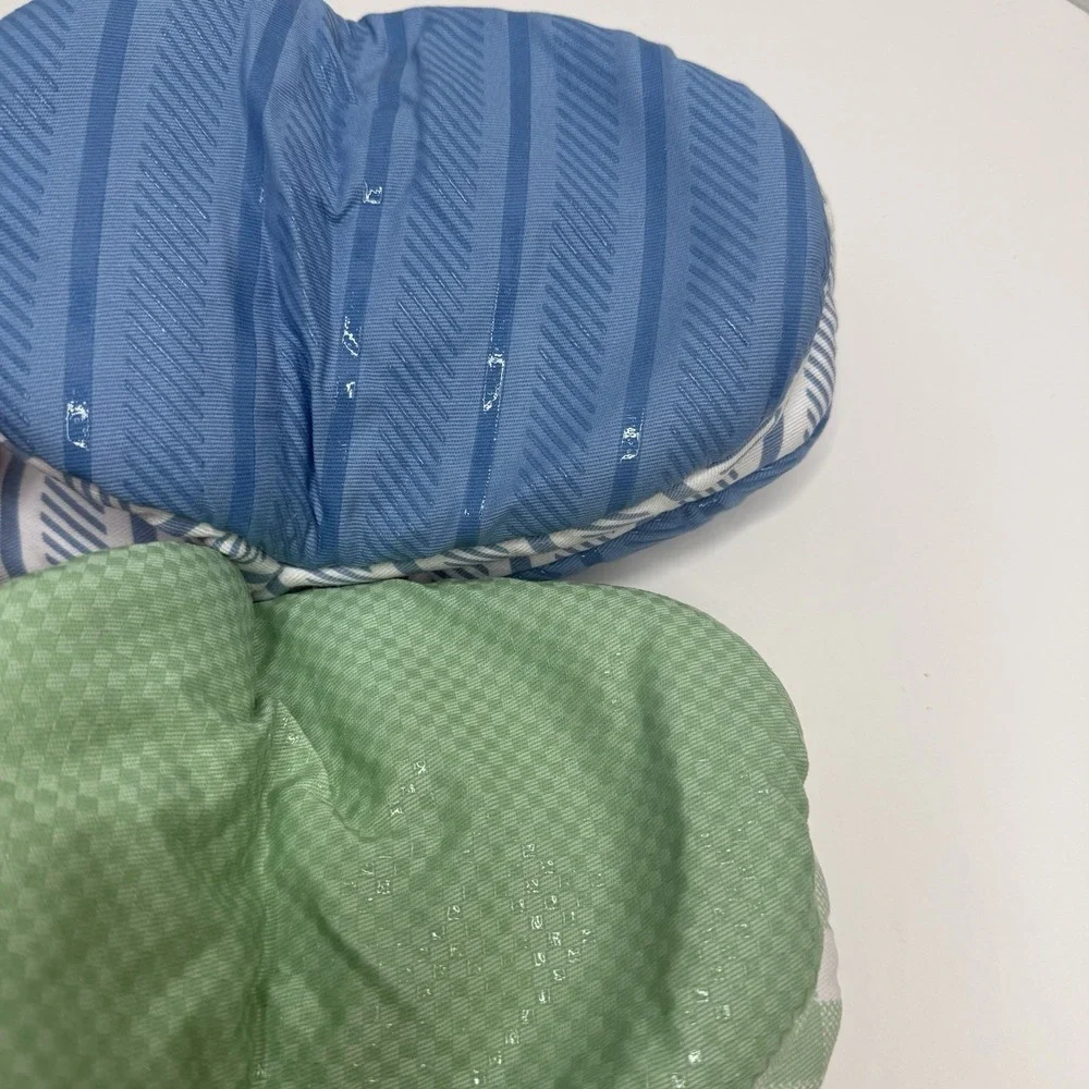 NEW KitchenAid Mini Oven Mitts 4 Pack Green Gingham Blue Stripe Silicone Grip